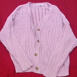 Lavender Button-Up Cardigan